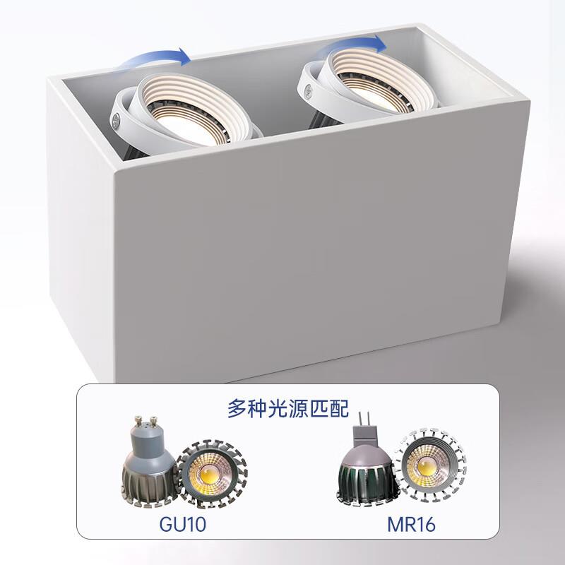 Yudao surface-mounted double-head spotlight living room anti-glare smart dimming color-less main light bold light conjoined downlight cob