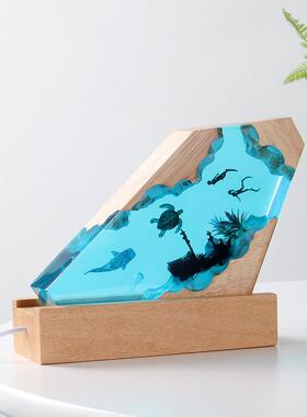 文创潮玩展创意创海洋灯树脂灯实SC-12-6摆件微景观水晶小夜手工