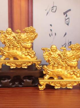 沙金大肚弥勒佛摆件家居客厅佛像供奉沙金工艺品公司开业乔迁礼品