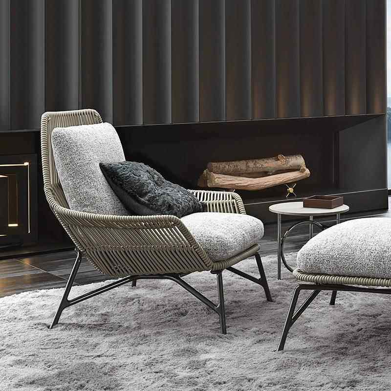 户外绳编沙发客厅样板间设计师藤椅休闲阳台民宿藤编软装单人沙发,淘宝优惠券,粉丝福利购,淘宝优惠卷