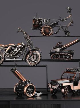 覆古铁艺拖拉机金属模型摆设创意书桌家庭家居装饰工艺礼品摆饰书