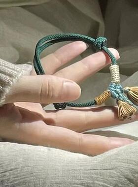 藏式手绳老桃木雕刻好运莲莲手链编织新中式民族风手绳男女情侣款