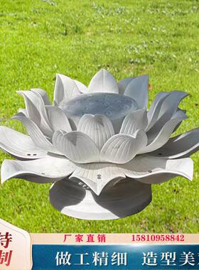 玻璃纤维荷花雕塑彷真流水喷泉室内室外花朵彩绘莲花水池摆件定制
