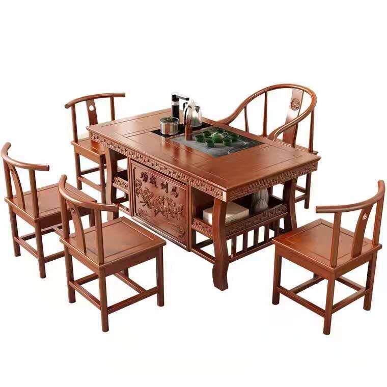 Solid wood tea table and chair combination small office tea table home balcony coffee table tea set set integrated tea table