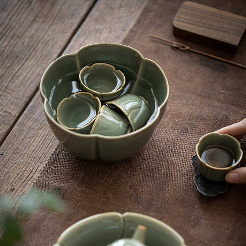 墨己 越窑青瓷花瓣建水 耀州窑花型水盂废水缸茶道配件茶洗烟灰缸,淘宝优惠券,粉丝福利购,淘宝优惠卷