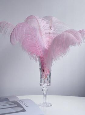 轻奢风羽毛装饰摆饰家居客厅女生卧室化妆台粉色高级感法式摆设