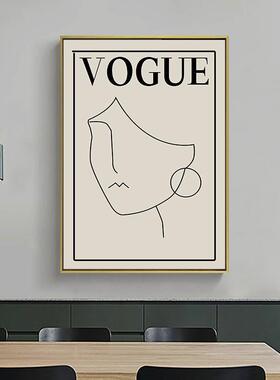 北欧抽象时尚玄关挂画ins风极简客厅装饰画黑白人物线条餐厅壁画