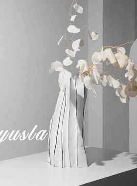 简约客厅茶几插干花瓶餐厅吧台柜花器别墅样板间酒店摆件软装饰品