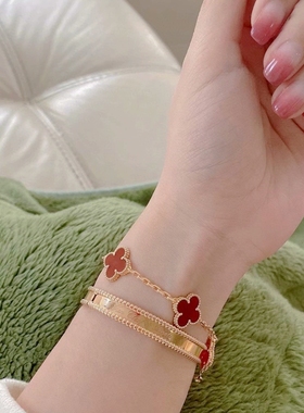 公价57000】99新梵克雅宝玫瑰金签名款万花筒手镯VCARP3K700正品