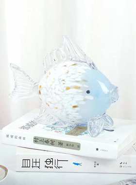 桌面鱼摆件纯手工鱼电视柜摆设玄关客厅玻璃工艺品简约北欧琉璃
