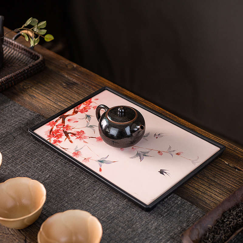 Creative quick-drying water-absorbing tea tray ceramic tea tray large tea Chengke teapot heat insulation pad Kung Fu tea set accessories