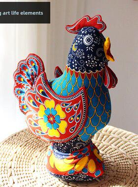 大吉大利鸡吉祥物手工艺品布偶布络十二生肖摆件新中式中国风礼品