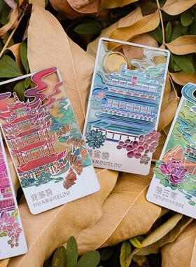 新款直销岳阳楼冰箱贴磁铁旅游古风建筑景区文创小礼品金属创意烤
