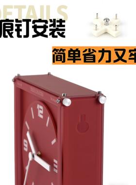 红色方型转角BJH时挂钟墙0拐角钟双面表挂钟226新款家用大气客厅