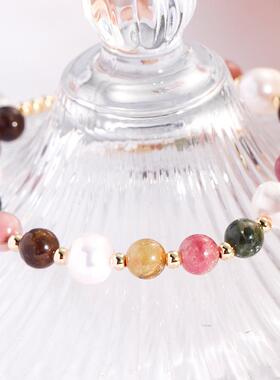 2026多彩水晶手链女草莓晶紫水晶黄发晶招桃花碧玺手串转运翡翠手