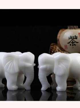 阿富汗白玉象摆件一对  吸水大象 玉如意白象大量批发