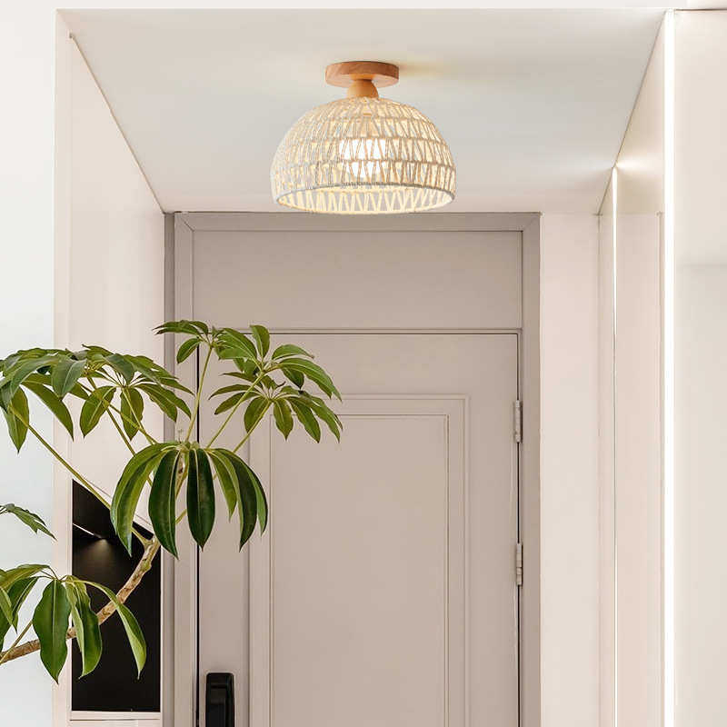 藤编玄关走廊灯灯间个性民灯编织宿过道阳台吸顶灯日式灯具衣帽灯,淘宝优惠券,粉丝福利购,淘宝优惠卷