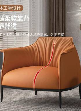单人沙发椅意式简约客厅休闲沙发设计师现代家用阳台单人位老虎椅