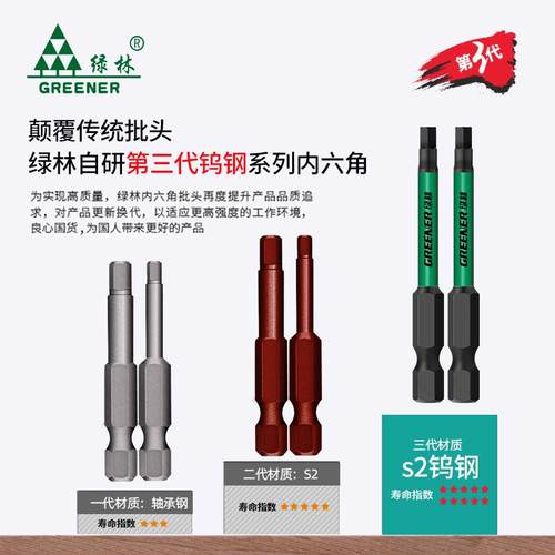 绿林内六角批头钨钢电批扳手杆电动螺丝刀强磁六角柄披手电钻套装 - 图0