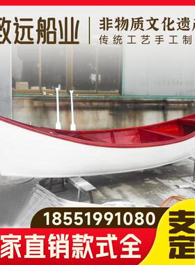 木船渔船实木欧式景观装饰摄影道具花船摆件水上手画观光旅游船