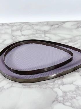 简约样板间售楼处客厅餐厅水滴形皮革金属托盘家居摆件