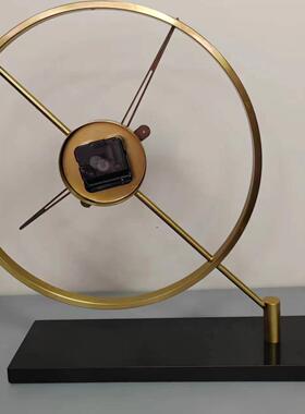 代简约意大品理石合金现时钟台钟桌面创软装摆设工UNL艺样板房售