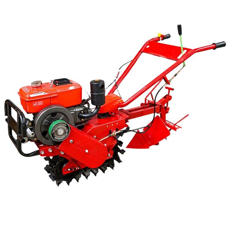 Mini tillage machine, small household gasoline and diesel plow machine, Little Red Bull ditching, ridging, turning soil, seeding and cultivating machine