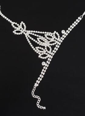 韩式简约手饰舞台表演手背链戒指一体链跳舞水钻装饰手链精致