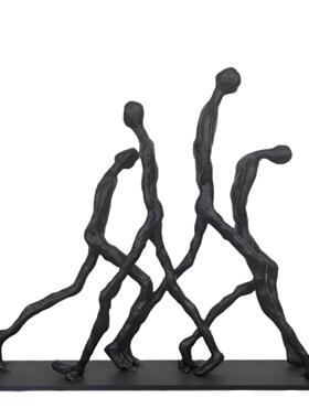 现代极简的黑色铸铁金属人物饰品创意抽象工艺办公室研究古代搁架
