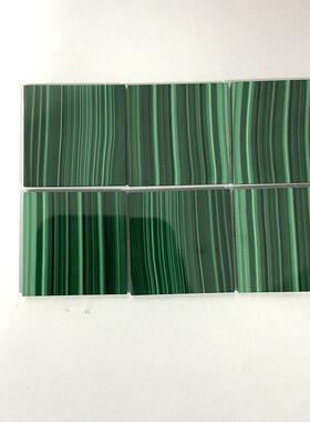 黄强宝石工厂供应40x40x2mm3A货手工抛光正方双面平天然孔雀石片