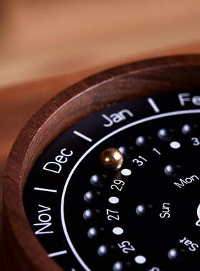 创意行星木质日晷万年历日历办公室桌面摆件男女生日礼物文创礼品