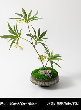 新中式茶桌花样板间室HY1945花花架茶假花摆设饭店摆家具桌仿真花