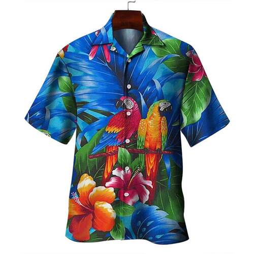 Men's printed short sleeved beach shirts in large - 图1