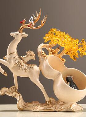 玄关放钥匙收纳摆件创意乔迁新居礼物鞋柜入户门招财鹿葫芦装饰品