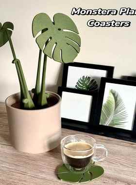 Monasteraosterlantps龟背竹杯垫植物带磁20240504c铁的杯垫家居