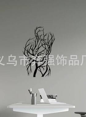跨境黑色抽象线条艺术墙挂卧室简约壁挂拥抱亲吻金属装饰
