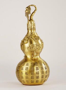 黄铜百福420芦摆大件铜空心开关口有叶葫芦百福禄客厅家居葫玄装