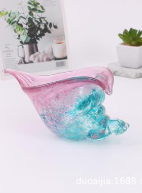 北欧风格轻奢玻璃海螺摆件简约家居软装工艺品茶几饰品设计师系列