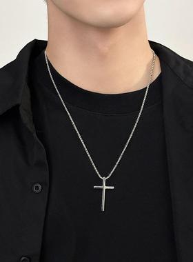 十字架钛钢项链潮牌毛衣吊坠项链