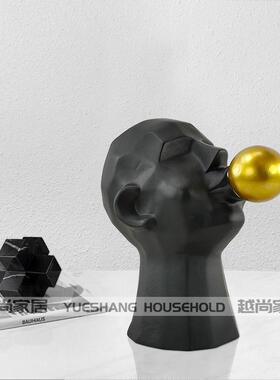 黑白色人物头像雕塑摆件客厅玄关装饰家居酒柜摆件创意艺术装饰品