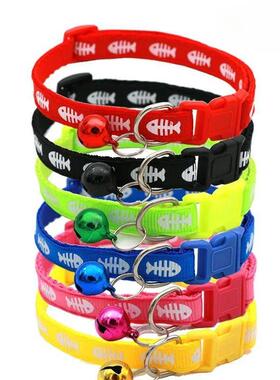 Cartoon Fish Bone Dog Kitten Cat Collar with Bell Kitten Acc