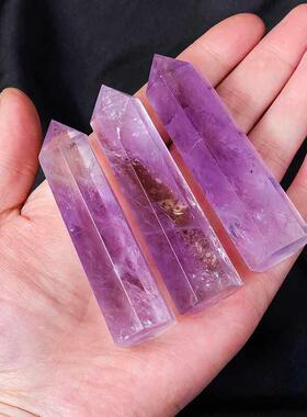 天然巴西紫水晶支柱装饰品原石抛光消磁桌面家居装饰开幕乔迁礼物