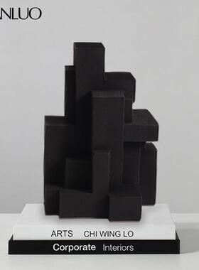 轩洛现代抽象几何树脂摆件酒店别墅电视柜玄关创意桌面摆件装饰品