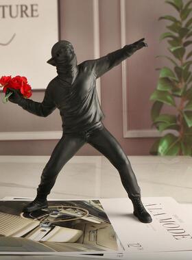 马逊跨饰镜班克西Banks术y抛花男孩12233艺装摆件时尚创意亚家居