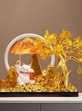 新中式财招发财猫流装沙画摆树件店铺前250910-2台收银台开业礼物