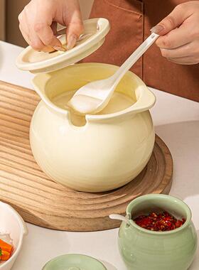Cream-colored Nordic Ceramic Lard Jar, heat-resistant kitche