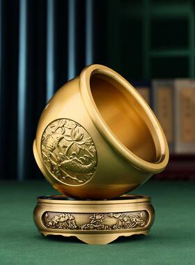 黄铜黄铜年年年年有余家缸莲底座聚花宝盆摆居礼品件