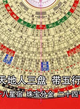 【2023新款】香港老字号8寸三元三合综合风水罗盘高精度纯铜铝箱