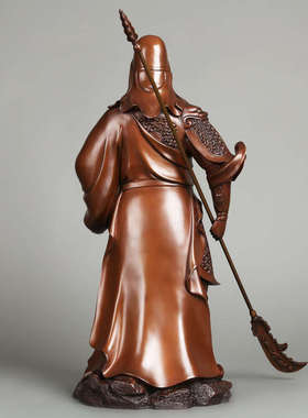 纯紫铜关公摆件 纯铜武圣关公像手工制关二爷大号家居装饰品礼品