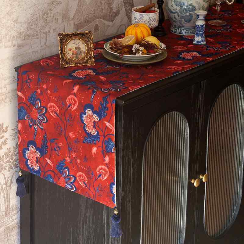 美式桌旗新年红色节日电视柜桌布鞋柜盖布茶旗斗柜餐边柜盖巾床旗,淘宝优惠券,粉丝福利购,淘宝优惠卷